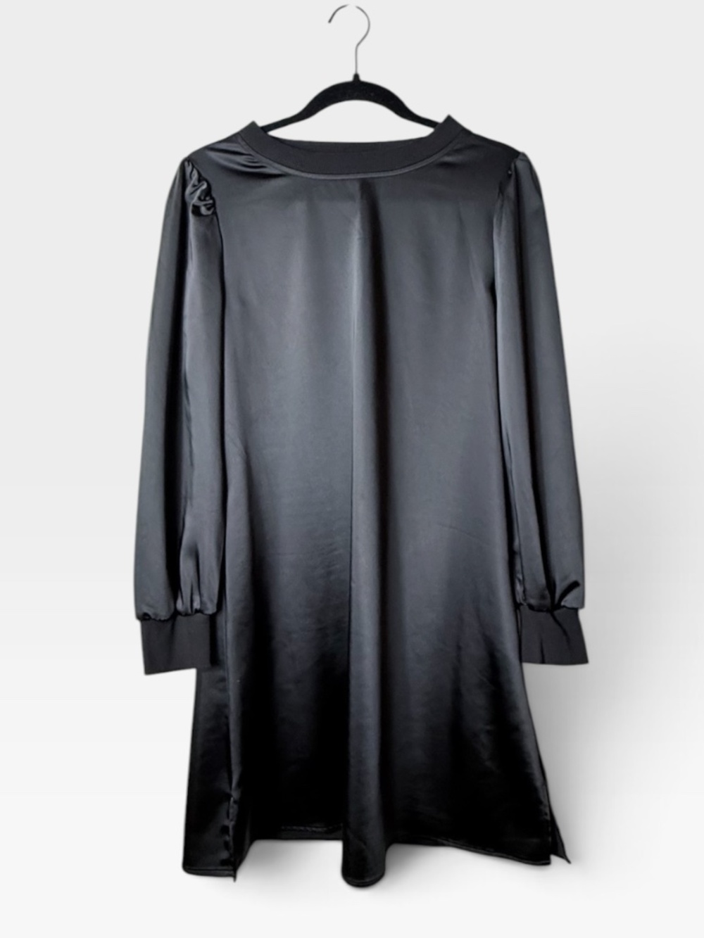 S'edge Black Dress Size Small Puff Sleeves Long Sleeve Midi (V)